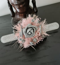 Load image into Gallery viewer, Everlasting flowers school formal / prom corsage & buttonhole set - pink & silver bling