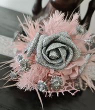 Load image into Gallery viewer, Everlasting flowers school formal / prom corsage & buttonhole set - pink & silver bling