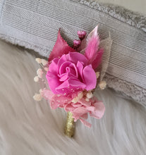 Load image into Gallery viewer, Hot Pink school formal / prom set - bangle corsage, buttonhole & hair pin