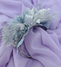 Load image into Gallery viewer, Soft blue & neutral preserved flowers silver bangle corsage – school formal / prom