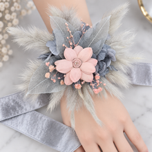 Load image into Gallery viewer, Super fluffy grey & blush pink everlasting flowers – school formal / prom corsage