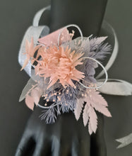 Load image into Gallery viewer, Sparkling grey, silver & blush everlasting flowers – school formal / prom corsage