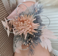 Load image into Gallery viewer, Sparkling grey, silver & blush everlasting flowers – school formal / prom corsage