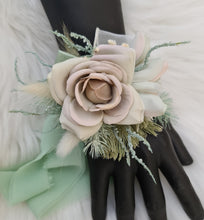 Load image into Gallery viewer, Simple sage green everlasting flowers corsage – school formal, prom, wedding