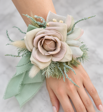 Load image into Gallery viewer, Simple sage green everlasting flowers corsage – school formal, prom, wedding