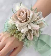 Load image into Gallery viewer, Simple sage green everlasting flowers corsage – school formal, prom, wedding