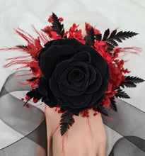 Load image into Gallery viewer, Oversized fully preserved black & red corsage – school formal, prom, graduation
