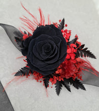 Load image into Gallery viewer, Oversized fully preserved black & red corsage – school formal, prom, graduation