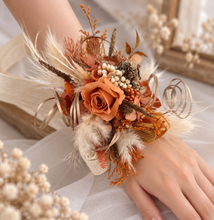 Load image into Gallery viewer, Rustic orange preserved flowers corsage – school formal, prom, graduation
