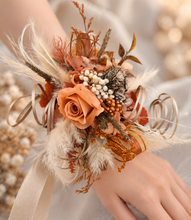 Load image into Gallery viewer, Rustic orange preserved flowers corsage – school formal, prom, graduation