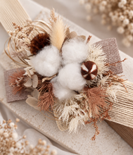 Load image into Gallery viewer, Boho preserved flowers & cotton flower corsage - school formal, prom, graduation