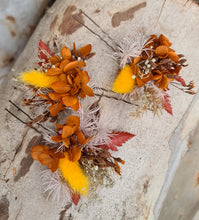 Load image into Gallery viewer, Preserved flowers bobby pin large x 3 rustic, terracotta
