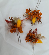 Load image into Gallery viewer, Preserved flowers bobby pin large x 3 rustic, terracotta