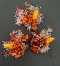 Load image into Gallery viewer, Preserved flowers bobby pin large x 3 rustic, terracotta