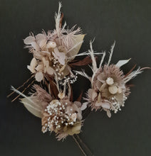 Load image into Gallery viewer, Preserved flowers bobby pin large x 3 nude & brown