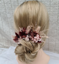 Load image into Gallery viewer, Preserved flowers bobby pin large x 3 burgundy & dusty pink
