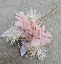 Load image into Gallery viewer, Preserved flowers bobby pin large x 3 blush pastel colours