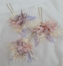 Load image into Gallery viewer, Preserved flowers bobby pin large x 3 blush pastel colours