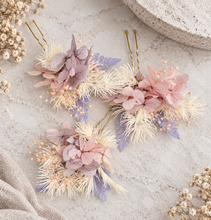 Load image into Gallery viewer, Preserved flowers bobby pin large x 3 blush pastel colours