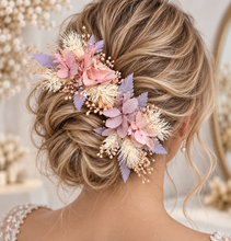 Load image into Gallery viewer, Preserved flowers bobby pin large x 3 blush pastel colours