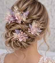 Load image into Gallery viewer, Preserved flowers bobby pin large x 3 blush pastel colours