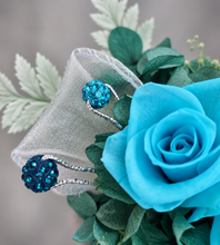 Load image into Gallery viewer, Preserved flowers corsage, turquoise, teal & mint w crystals – school formal, prom, graduation, wedding