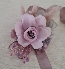 Load image into Gallery viewer, Everlasting flowers dusty violet corsage - School formal, prom, graduation, wedding