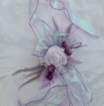 Load image into Gallery viewer, Preserved peony violet purple corsage metallic ribbon - School formal, prom, graduation, wedding