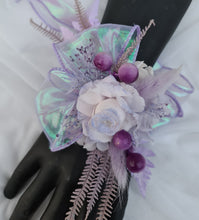 Load image into Gallery viewer, Preserved peony violet purple corsage metallic ribbon - School formal, prom, graduation, wedding