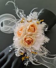Load image into Gallery viewer, Elegant yellow / white corsage & buttonhole set w peony - School formal, prom, graduation, wedding
