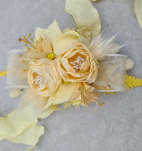 Load image into Gallery viewer, Yellow peony corsage & buttonhole set - School formal, prom, graduation, wedding