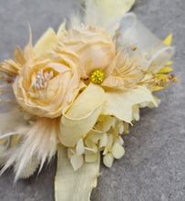 Load image into Gallery viewer, Yellow peony corsage & buttonhole set - School formal, prom, graduation, wedding