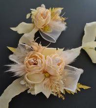Load image into Gallery viewer, Yellow peony corsage & buttonhole set - School formal, prom, graduation, wedding