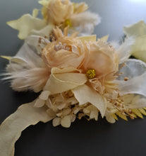 Load image into Gallery viewer, Yellow peony corsage & buttonhole set - School formal, prom, graduation, wedding