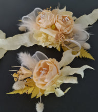 Load image into Gallery viewer, Yellow peony corsage & buttonhole set - School formal, prom, graduation, wedding
