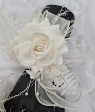 Load image into Gallery viewer, Sassy elegant white corsage & buttonhole set w pearls - School formal, prom, graduation, wedding