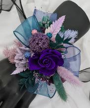 Load image into Gallery viewer, Multicoloured preserved flowers n crystals corsage & buttonhole set - School formal, prom, graduation, wedding