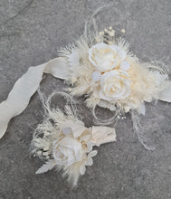 Load image into Gallery viewer, Boho Corsage & buttonhole set w peony - School formal, prom, graduation, wedding