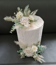 Load image into Gallery viewer, Double Everlasting flowers cake topper - Sage & neutral