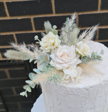 Load image into Gallery viewer, Double Everlasting flowers cake topper - Sage & neutral