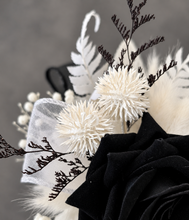 Load image into Gallery viewer, Black & white everlasting flowers corsage & boutonniere - School formal, prom, graduation, wedding