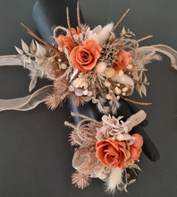 Load image into Gallery viewer, Rustic twigs preserved roses corsage & boutonniere set - School formal, prom, graduation, wedding