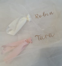 Load image into Gallery viewer, Personalised acrylic tag, custom wedding, event badge – Glitter letters