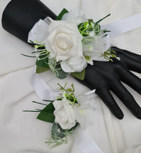 Load image into Gallery viewer, Green & white corsage & buttonhole set Style 2 - School formal, prom, graduation, wedding