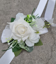 Load image into Gallery viewer, Green & white corsage & buttonhole set Style 2 - School formal, prom, graduation, wedding