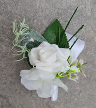Load image into Gallery viewer, Green & white corsage & buttonhole set Style 2 - School formal, prom, graduation, wedding
