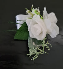 Load image into Gallery viewer, Green & white corsage & buttonhole set Style 2 - School formal, prom, graduation, wedding