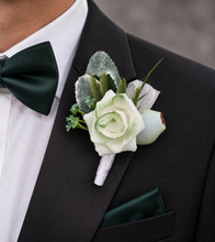 Load image into Gallery viewer, Green & white corsage & buttonhole set Style 3 - School formal, prom, graduation, wedding