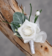 Load image into Gallery viewer, Green & white corsage & buttonhole set Style 4 - School formal, prom, graduation, wedding