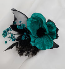 Load image into Gallery viewer, Emerald black corsage & buttonhole set - School formal, prom, graduation, wedding